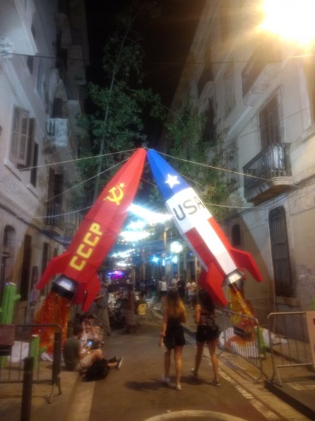 Decorated street USA vs Russia in Barcelona